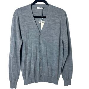 NWT Suitsupply Merino Wool V-Neck Cardigan Sweater Gray Size Medium